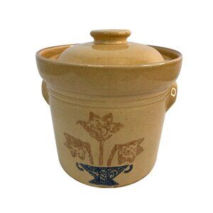 Pfaltzgraff Vintage Village Collection Crock Canister With Lid 6"x 6" Americana